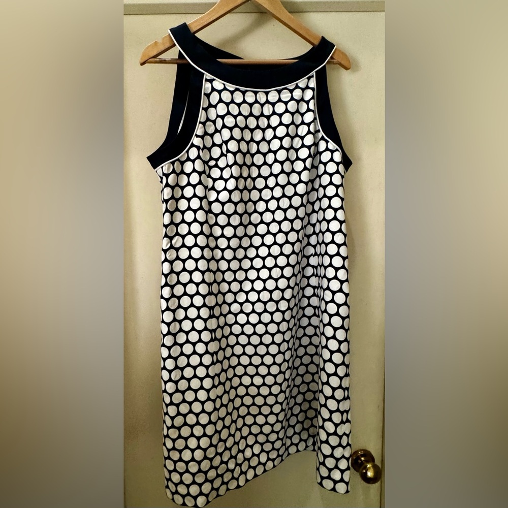 Ann Taylor Navy and White Circle Pattern Dress Size 16P